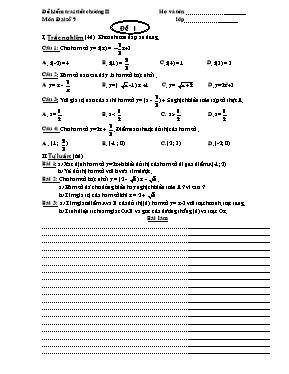 Đề kiểm tra1tiết chương II - Môn Đại số 9